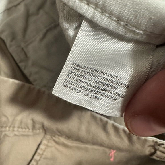 Old Navy Women's Khaki Chino Shorts Pink Flamingo Embroidered- Size 10 - Picture 4 of 5